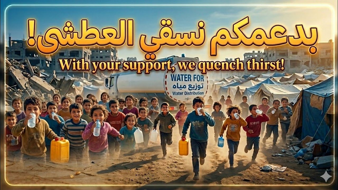 تعالو شوفو كيف فرحنا النازحين من غزة بسقيا الماء من الاخ اكرم من تونس 