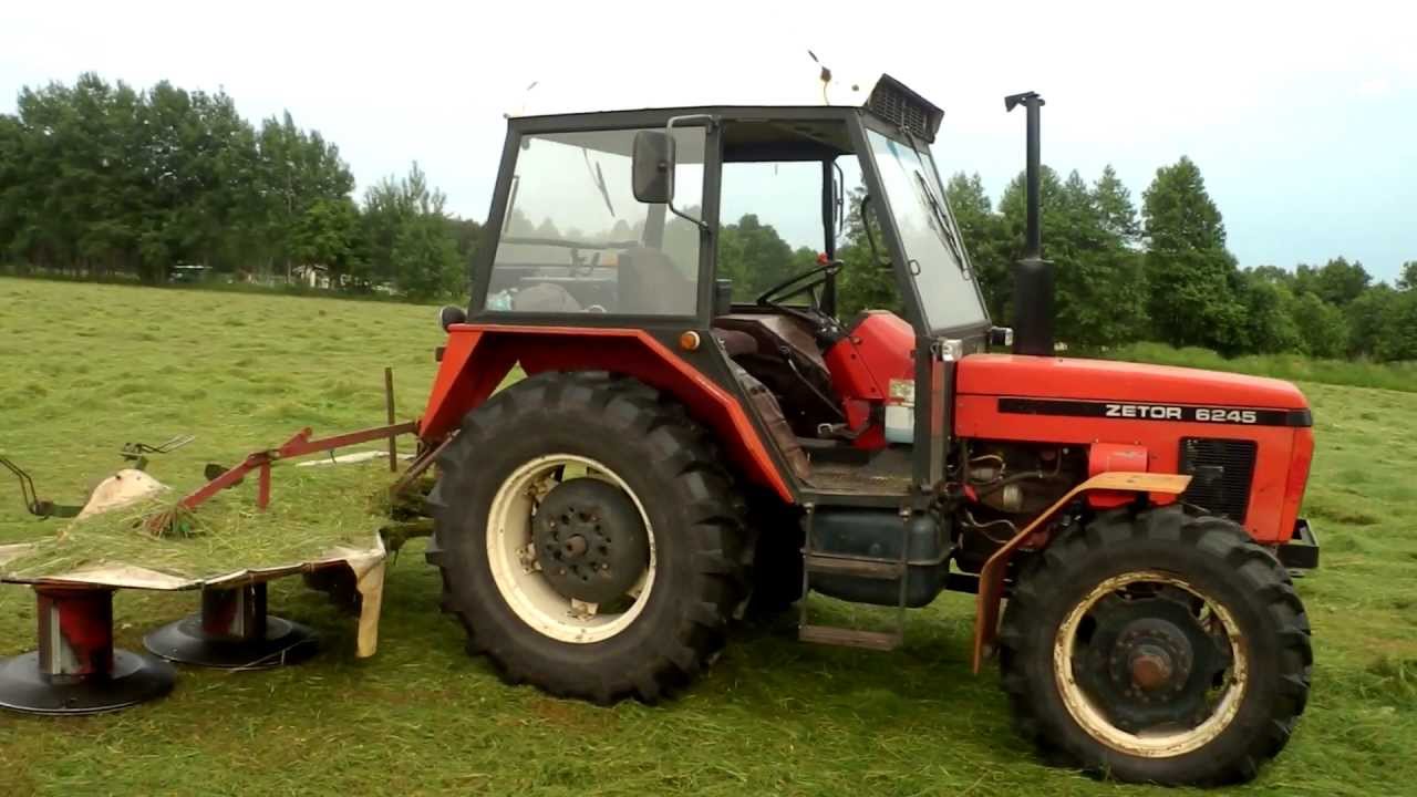 Roztrząsacz pokosu + kosiarka rotacyjna Z 042 ,Zetor 6245, Koszenie łąki