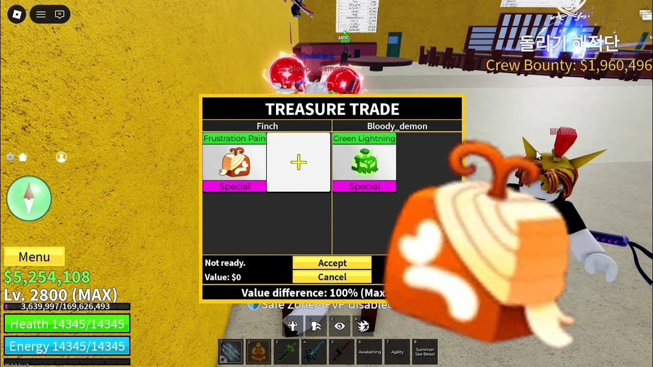 [Blox Fruits] Обмен фруктами, вызывающими разочарование и боль, и оценка предложений других игрок...