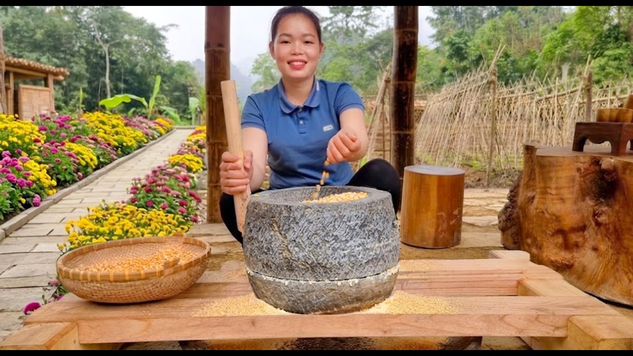 How I Built A Stone Grinder To Process Corn & Planted My Flower Garden | 90 Mins Full Movie