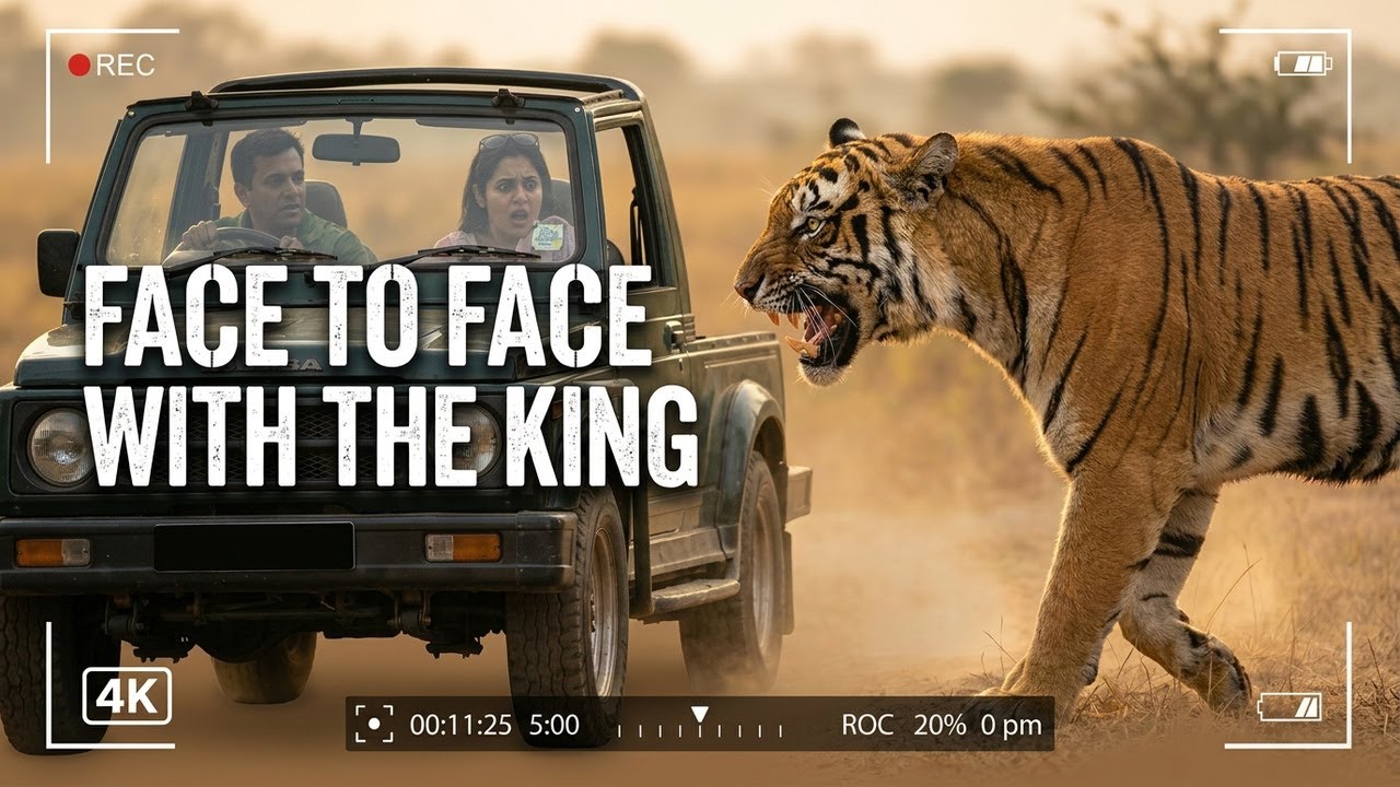 Too Close! Angry Tiger Looked Right At Us in Pench Safari - 4K Video