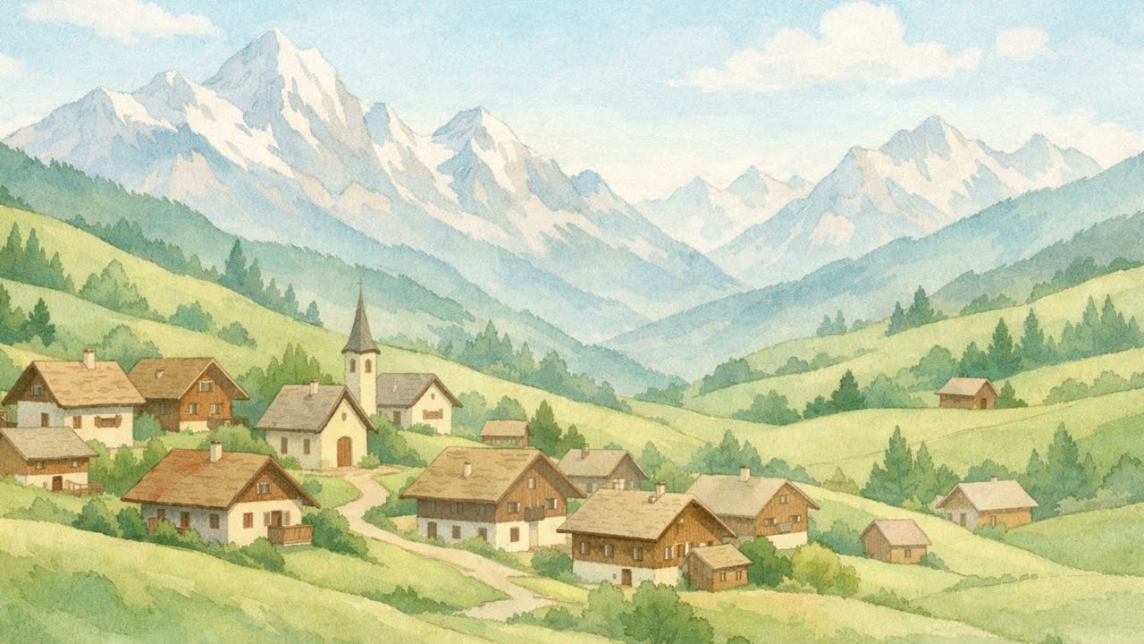 Alpine Village Landscape 4K | Peaceful Mountain Countryside TV Art Display Background