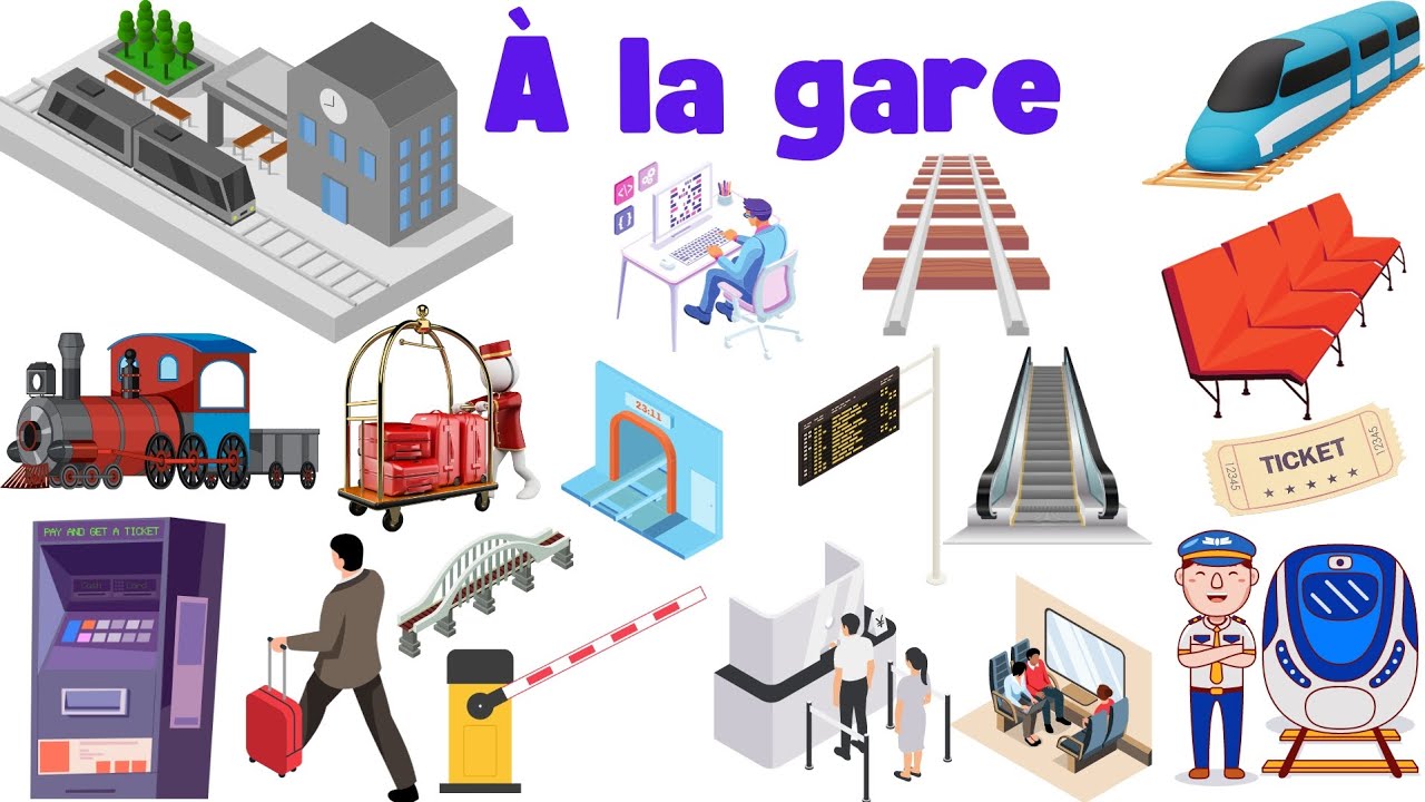 À la gare. vocabulaire en français. apprendre le lexique de la gare