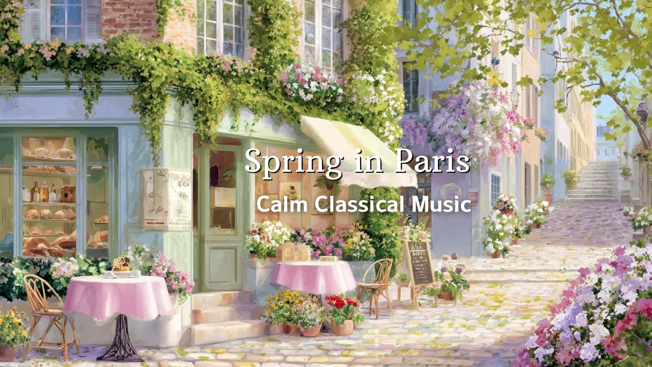 Spring in Paris 🌸 Cafe Music & Peaceful Ambience (6 Hours)