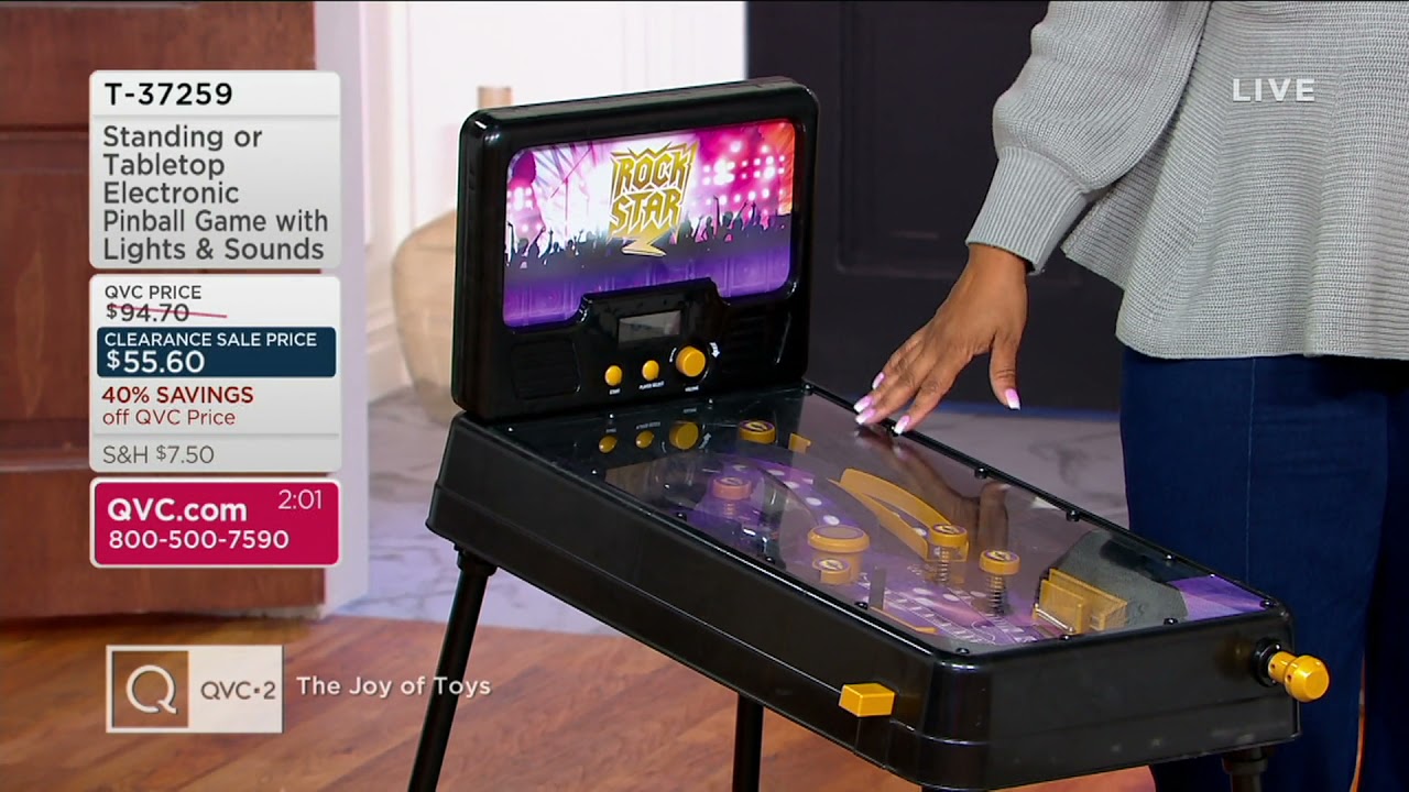 Standing or Tabletop Electronic Pinball Game w/ Lights & Sounds on QVC