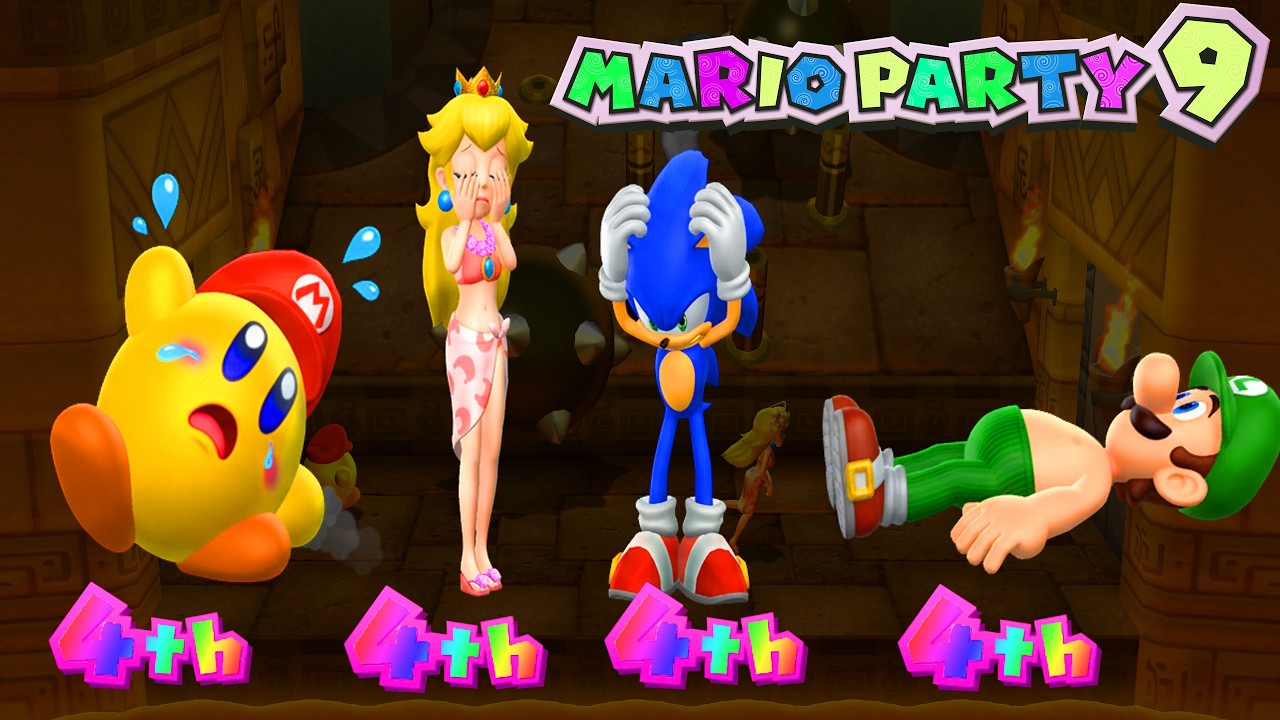 Mario Party 9 Garden Battle - Toad vs Peach vs Sonic vs Luigi (Master Difficulty)#mario