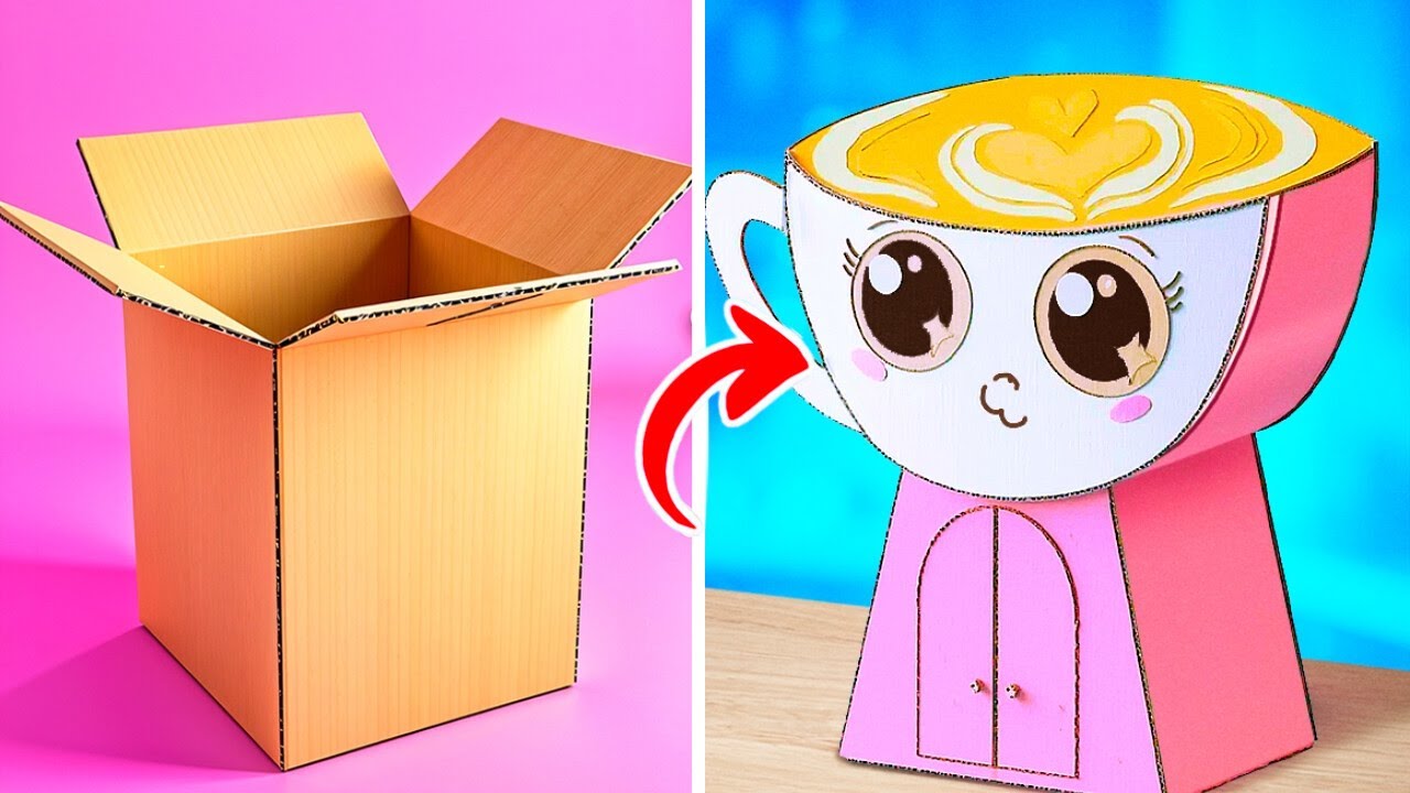 Cardboard House from Trash for Ballerina! *Cool DIY Mini-Home Gadgets & Fun Crafts*