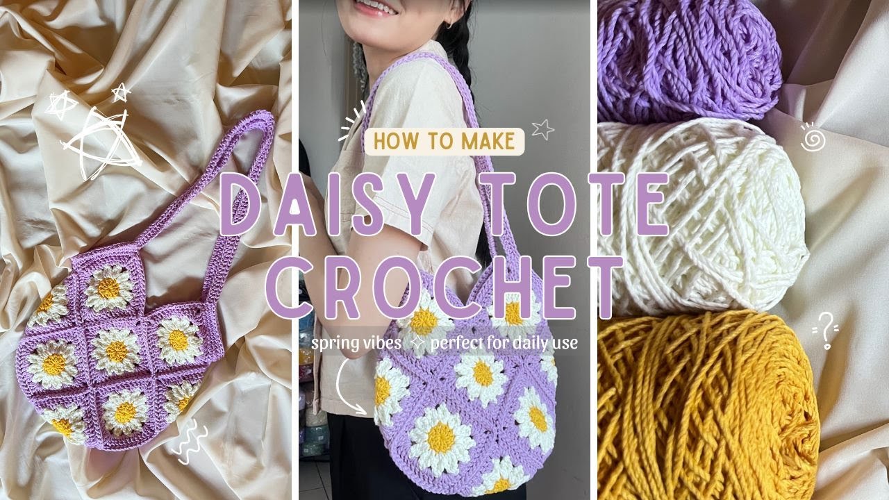 Crochet Daisy Granny Square Tote Bag | Cách móc chiếc túi hoa cúc xinh xắn
