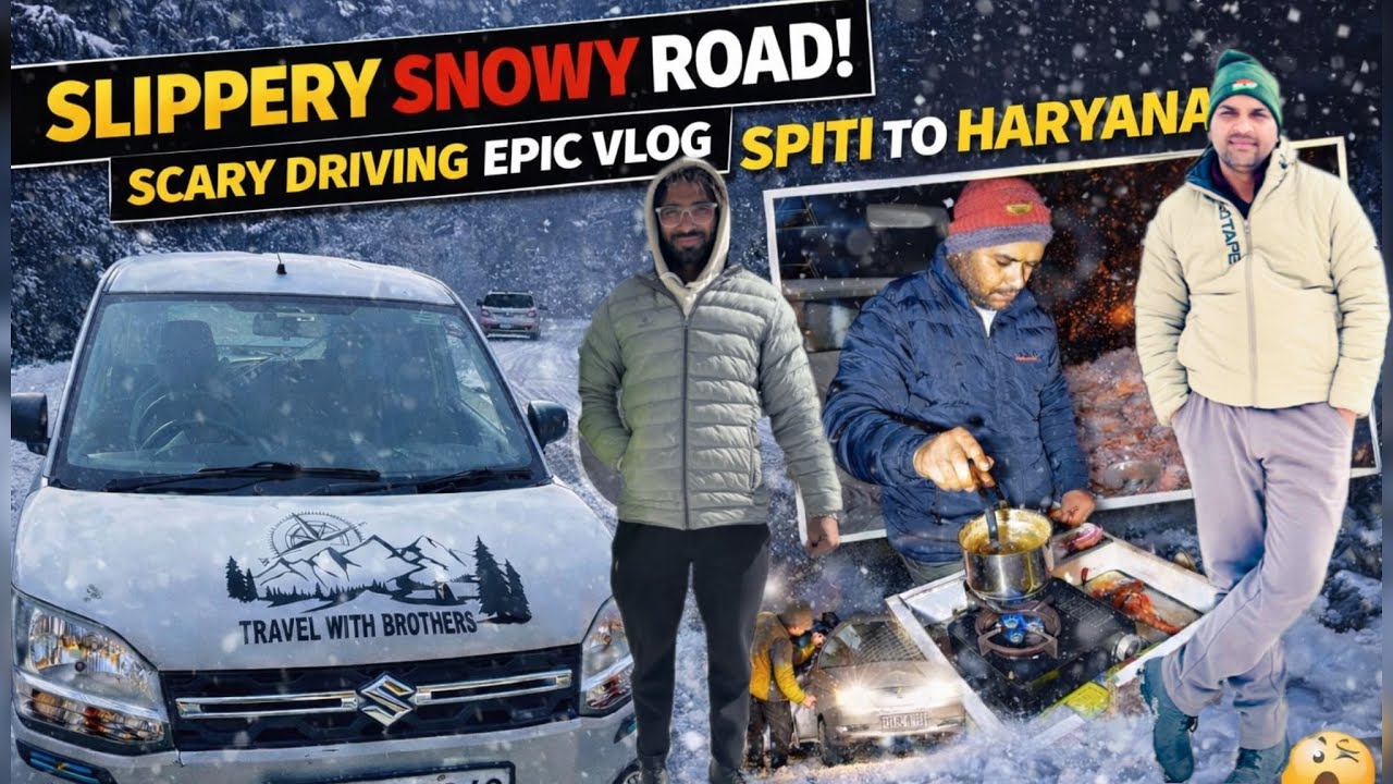Winter Spiti | बर्फीली सड़कों पर खतरनाक सफर 😱 | Spiti to Haryana | Night Snow Drive @LATHWALRIDER 