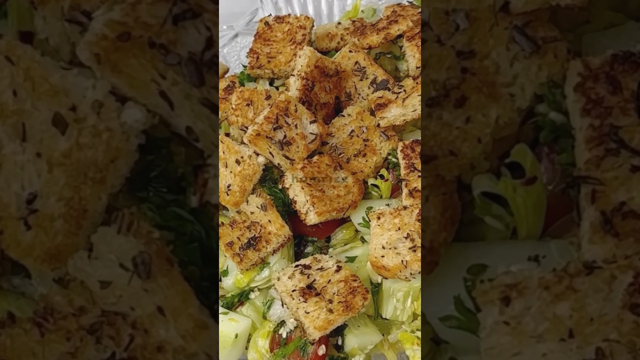 Easiest Recipe for Homemade Croutons from Bread!  #youtubeshorts #salad #crouton