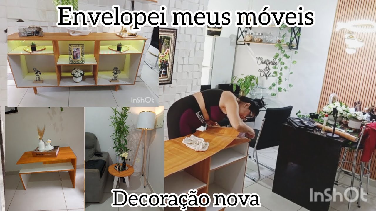 Envelopando meus móveis/ decoração nova na sala . #decoracaonova #lardeamor #cuidandodolar