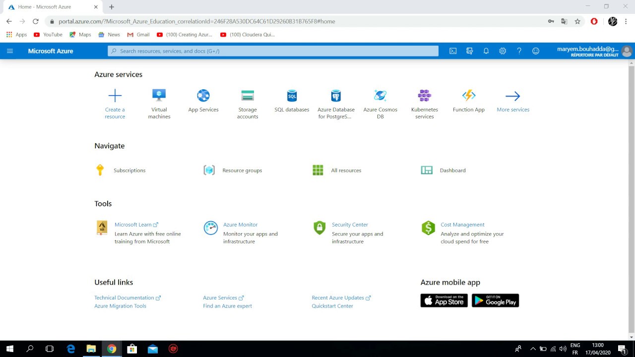 Cr&eacute;er une machine virtuelle dans Azure