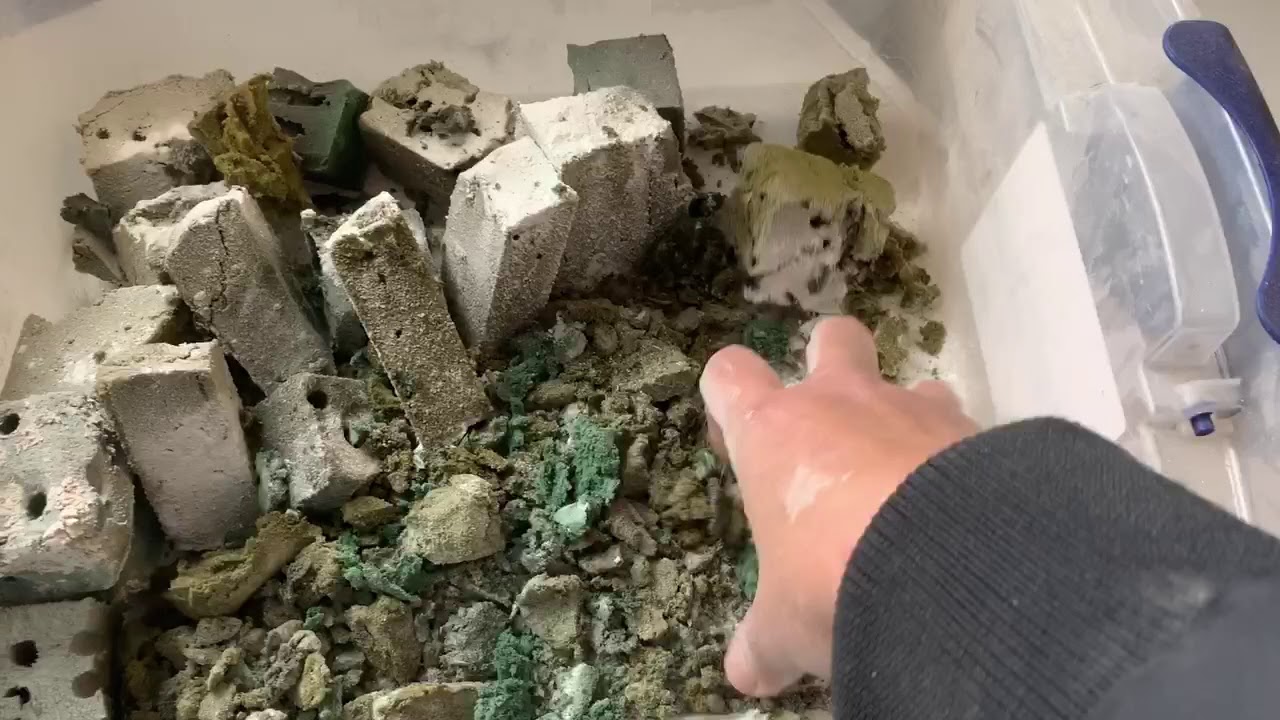 Baked floral foam, dried out wet foam, and powder...love the dried out crunch!