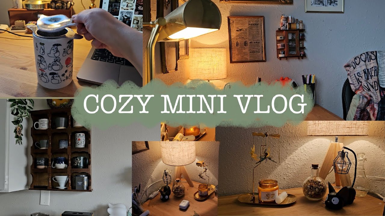 ✨Cozy Mini-Vlog✨ introduction to my channel, ghibli desk setup, and hot tea