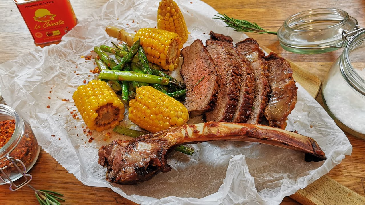 Deep Fried Cowboy Steak [ In Untura de Vita Angus ] - cu Porumb si Sparanghel - Florin Arvunescu