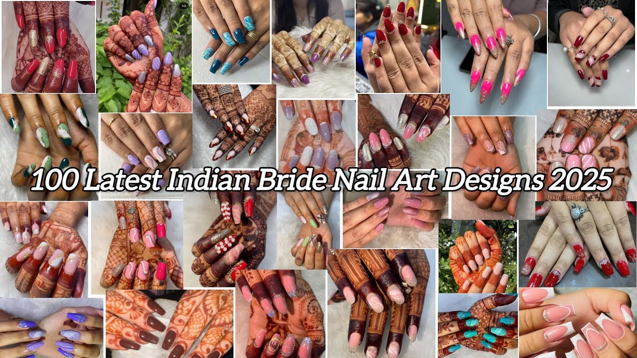 100 Latest Indian Bride Nail Art Designs 2025 || Bridel Nail Extension || by @Nidhunailart #bridal