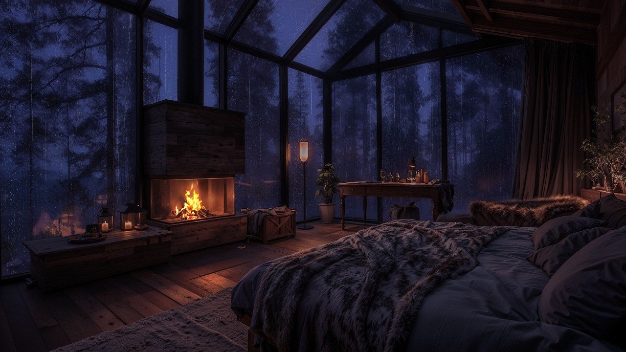 Relajo Nocturno con Lluvia en Cabaña Forestal | Ambiente Perfecto para Sueño Profundo