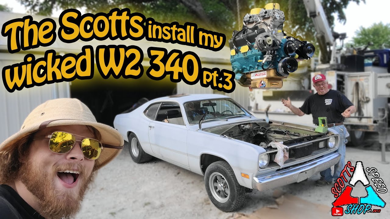 Installing my Mopar W2 Tunnel Ram 340 into my tubbed 1970 Plymouth Duster with my family pt.3