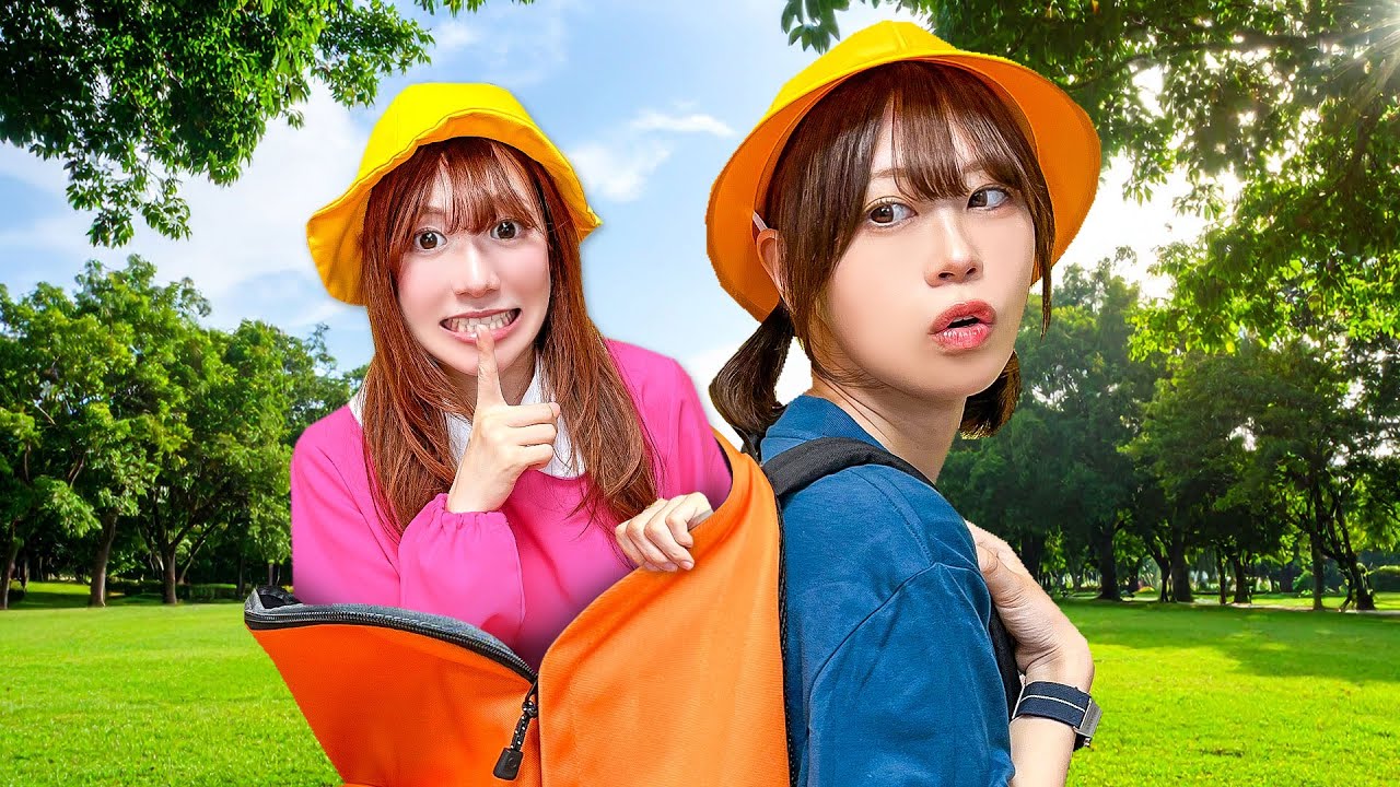 お姉ちゃんだけずるい＞＜小さくなってリュックに潜入⁉︎私もお外に遊びに行きたい！お姉ちゃんにこっそりついて行っちゃおう♪【寸劇】