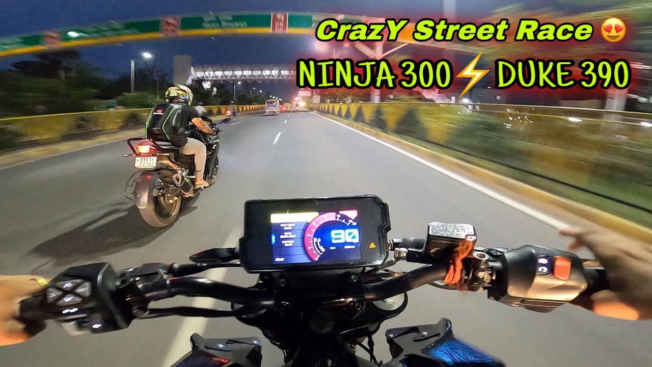 CRAZY STREET RACE on DUKE 390 vs NINJA 300 | CLOSE CALLS 😱 | KTM vs KAWASAKI 🔥