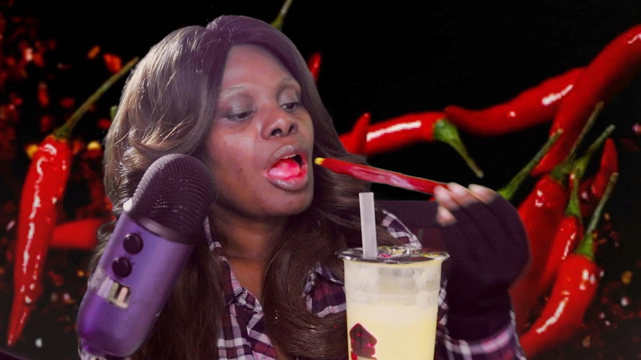 Passion Fruit Spicy Chewy Chili Stick ASMR Eating Sounds