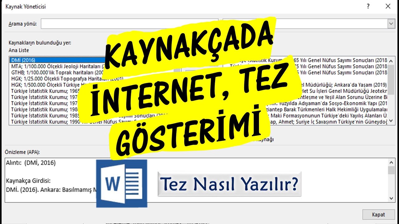 Kaynakça Nasıl Yazılır (2) İnternet Kaynakları, Tez ve Çok Yazarlı Kitaplar