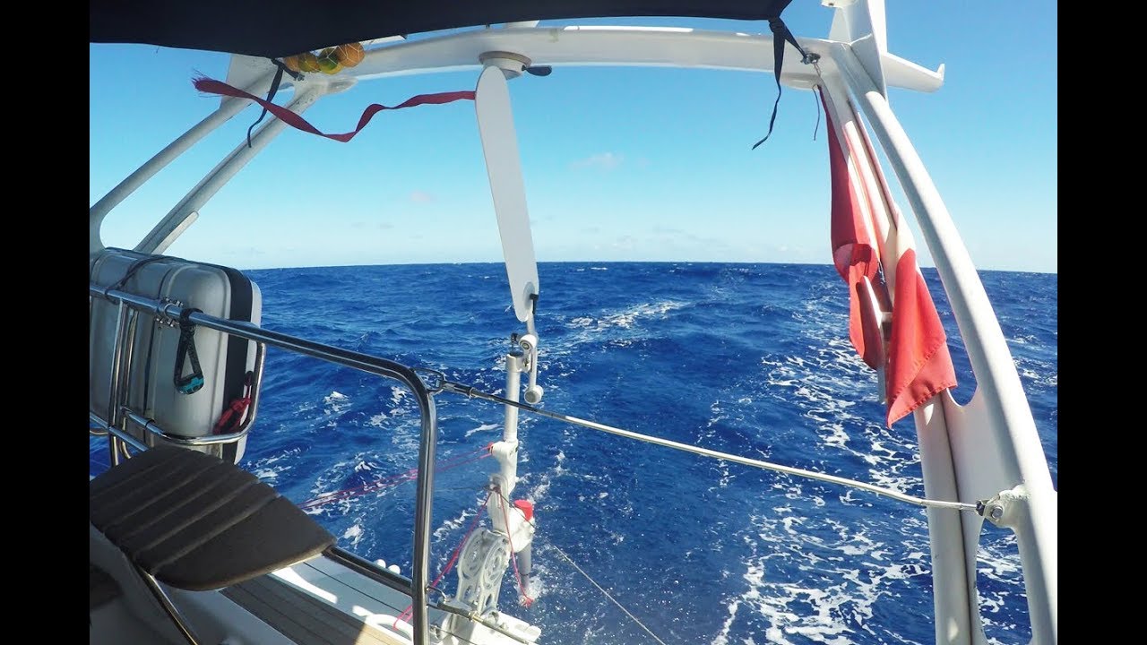 Windpilot installation on an Ovni 435 with a swim ladder