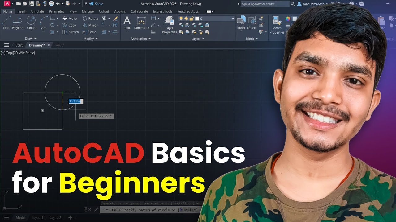 AutoCAD 2025 Tutorial for Beginners in Hindi | AutoCAD Basic User Interface | Manish Mahato