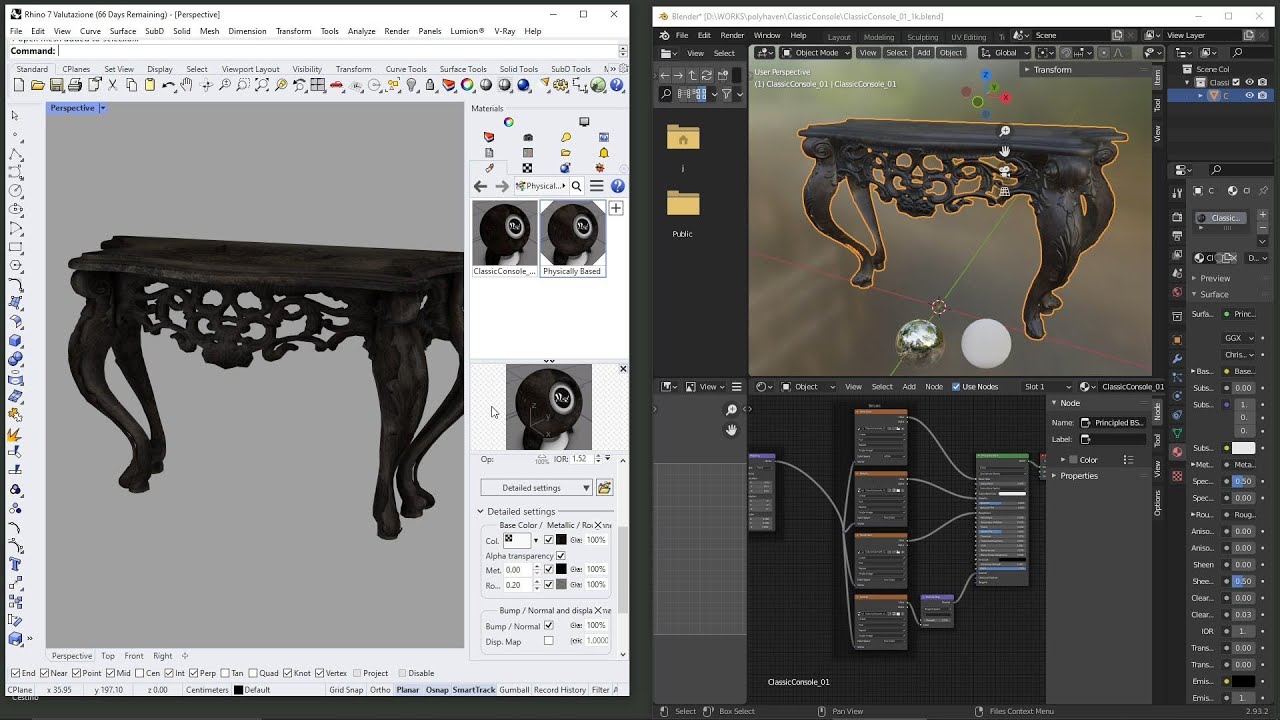 Videoguide - Export from Blender Import in Rhino, FBX Format, PBR Material and Textures