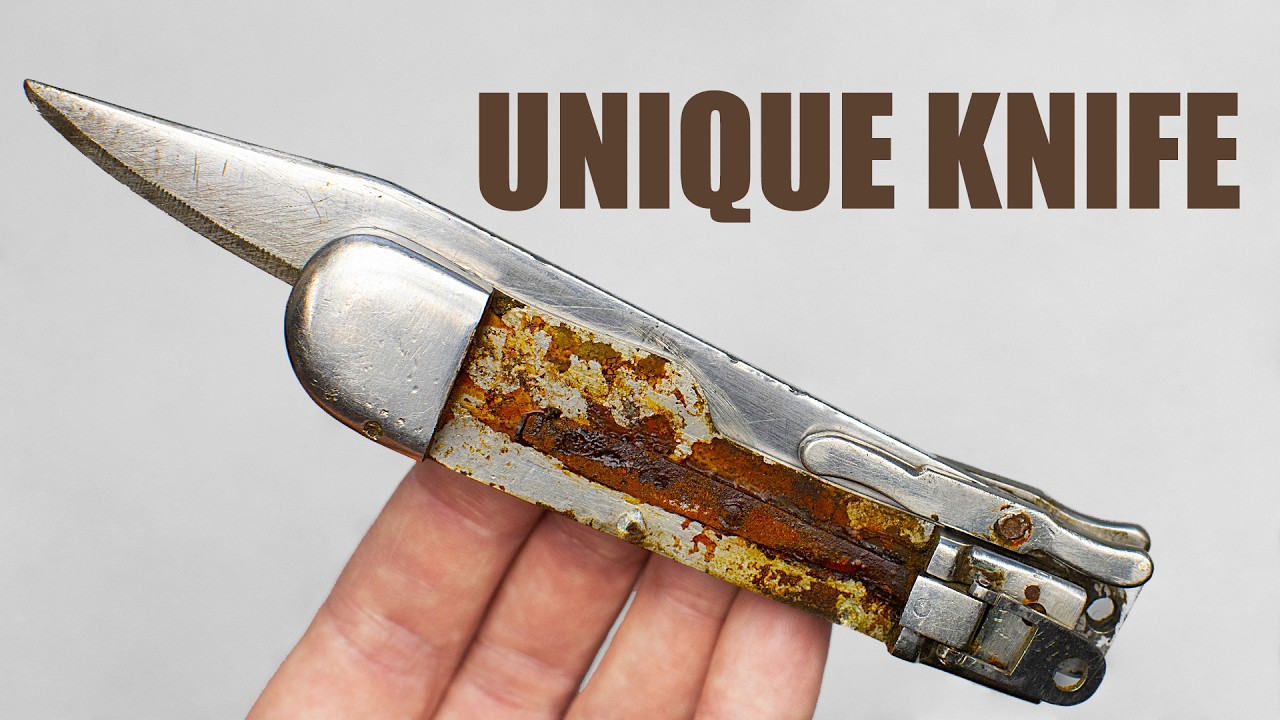 RARE Old Hunting Knife Restoration. Folding Knife with Very Large Blade