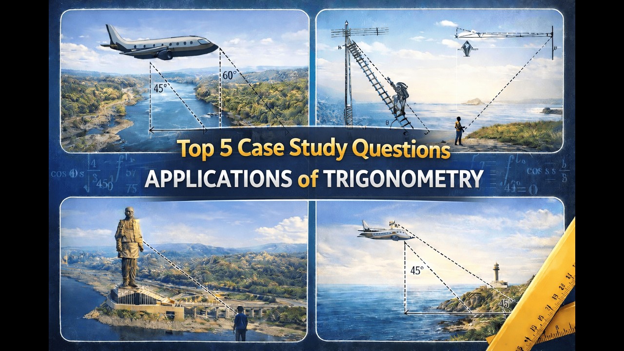 Top 5 Case Study Questions of Applications of Trigonometry 🔥 | Class 10 Maths Important Case Studies