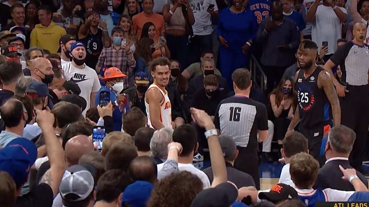 Trae Young Can't Help But Laugh While Knicks Crowd Chants 