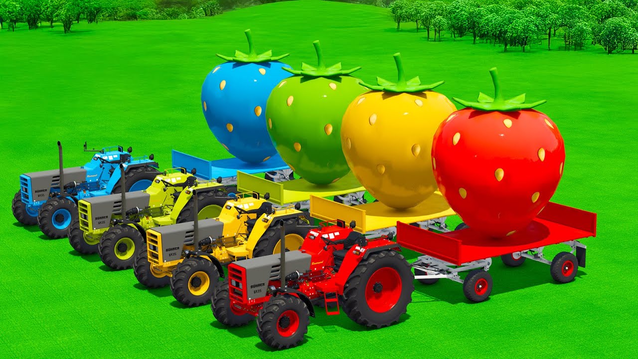 LOAD AND TRANSPORT GIANT STRAWBERRYS WITH DEUTZ FAHR TRACTORS - Farming Simulator 25