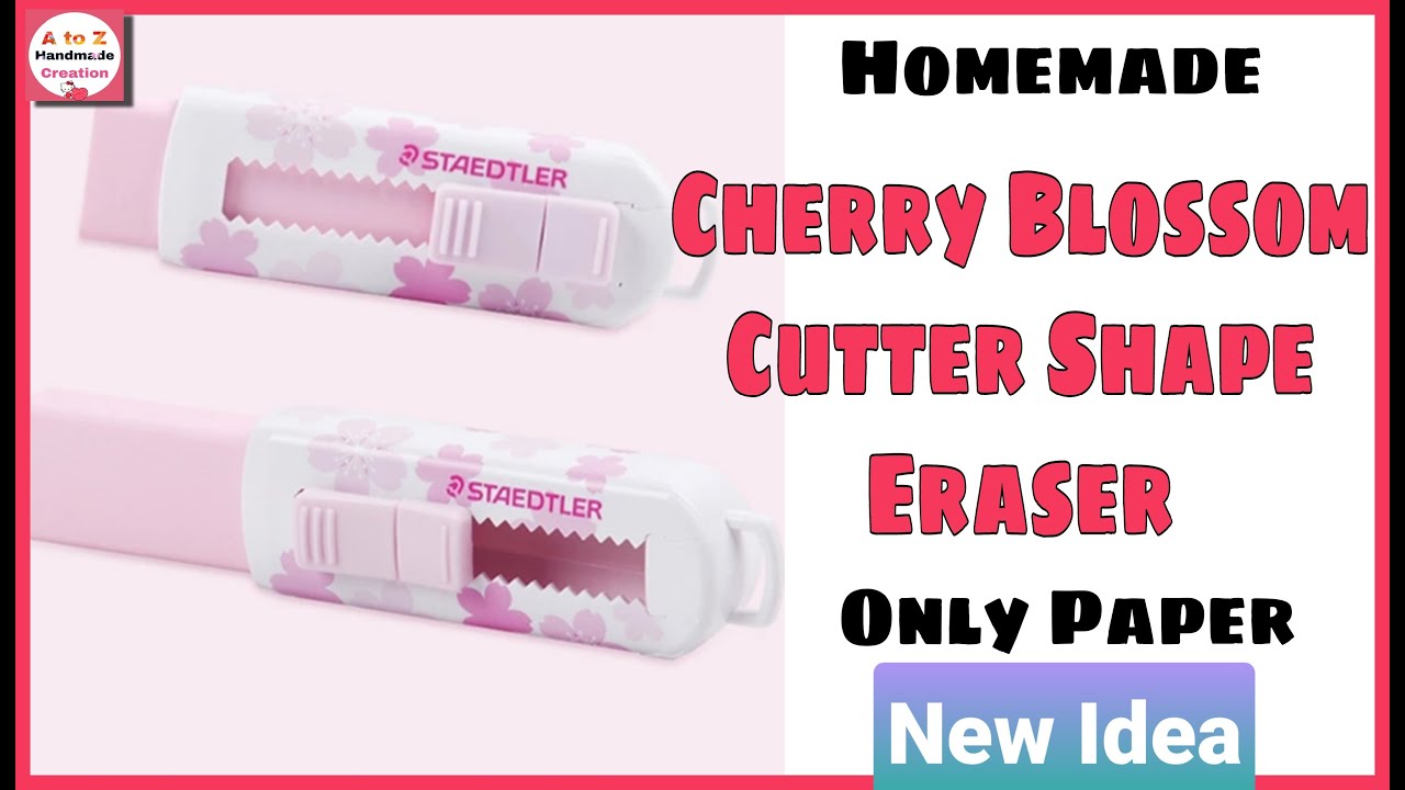 DIY Eraser at home/how to make eraser box/eraser decoration ideas/diy cherry blossom school supplies