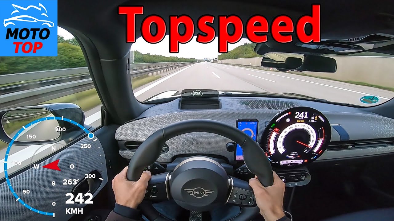 Mini Cooper S (2025) - TOPSPEED on AUTOBAHN - GPS 242 km/h
