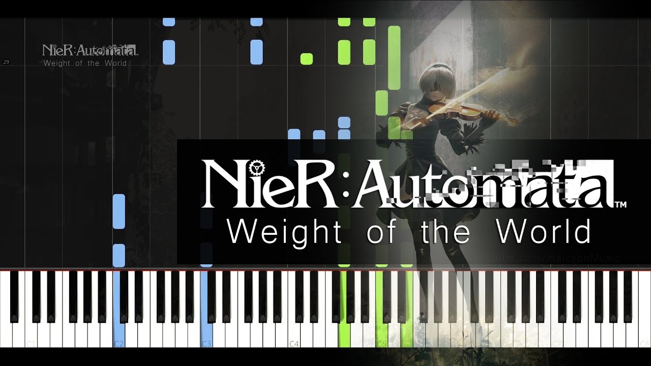 NieR: Automata - Weight of the World (Synthesia + Lyrics) (HalcyonMusic)