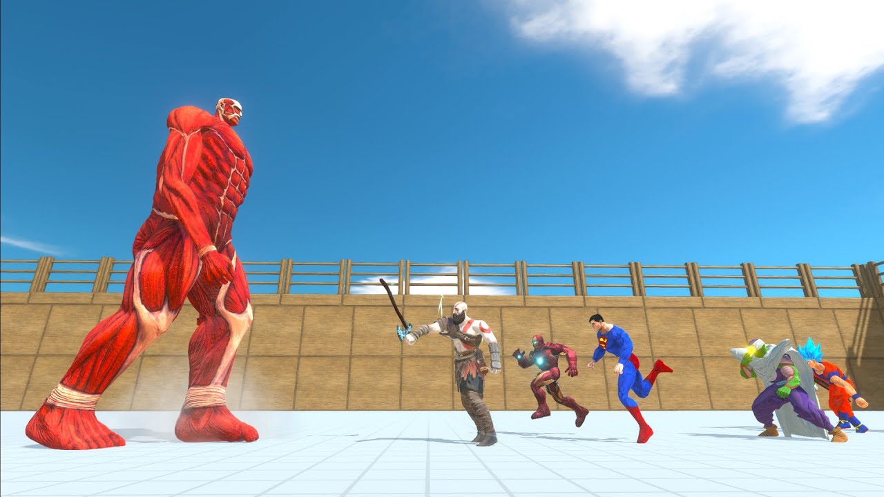Colossal titan 1 vs 2 superhero Animal Revolt Battle Simulator