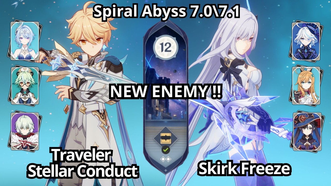 NEW !! C0 Cryo Traveler Stellar Conduct & C0 Skirk Freeze - Spiral Abyss Floor 12 Genshin Impact 7.1