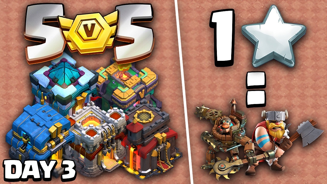 🔴LIVE - First 5v5 Clan War League [Day 3] & 1 Giveaway for Every Star Earned | Clash of Clans
