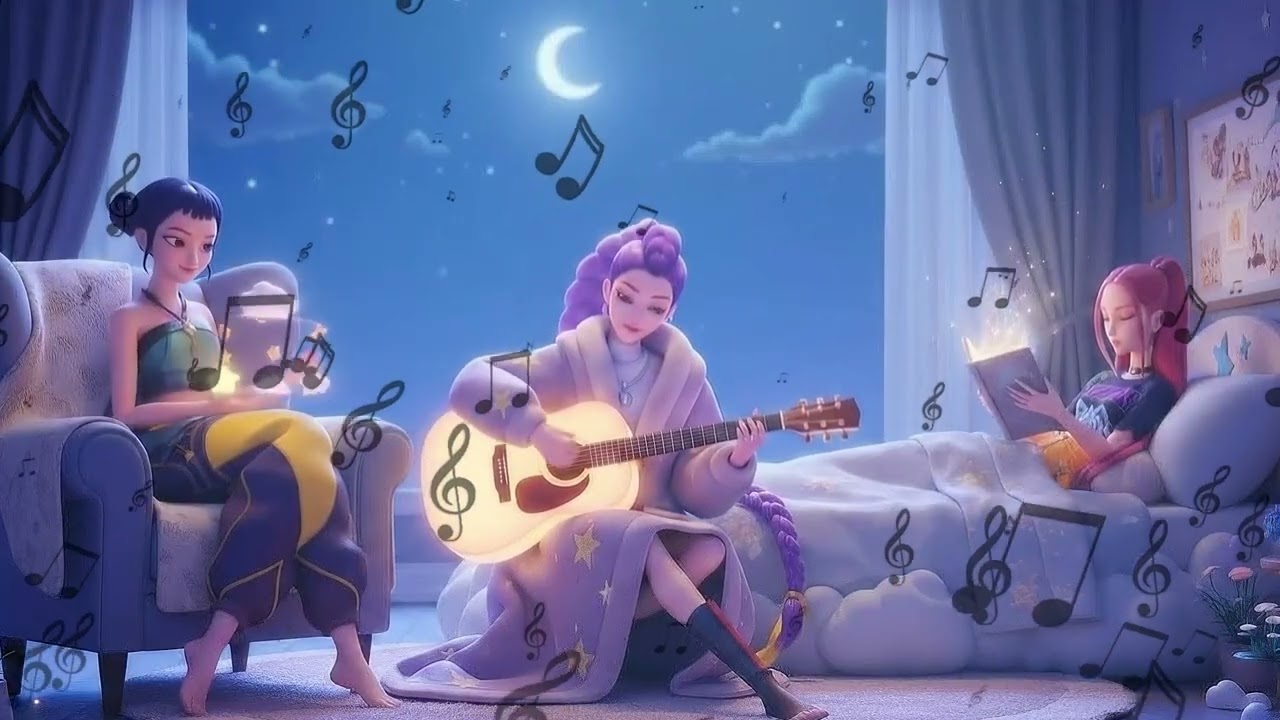 Fall Asleep with Huntrix | 7 Hours of Relaxing Lullabies with Rumi, Mira & Zoey | Sweet Dreams Kids