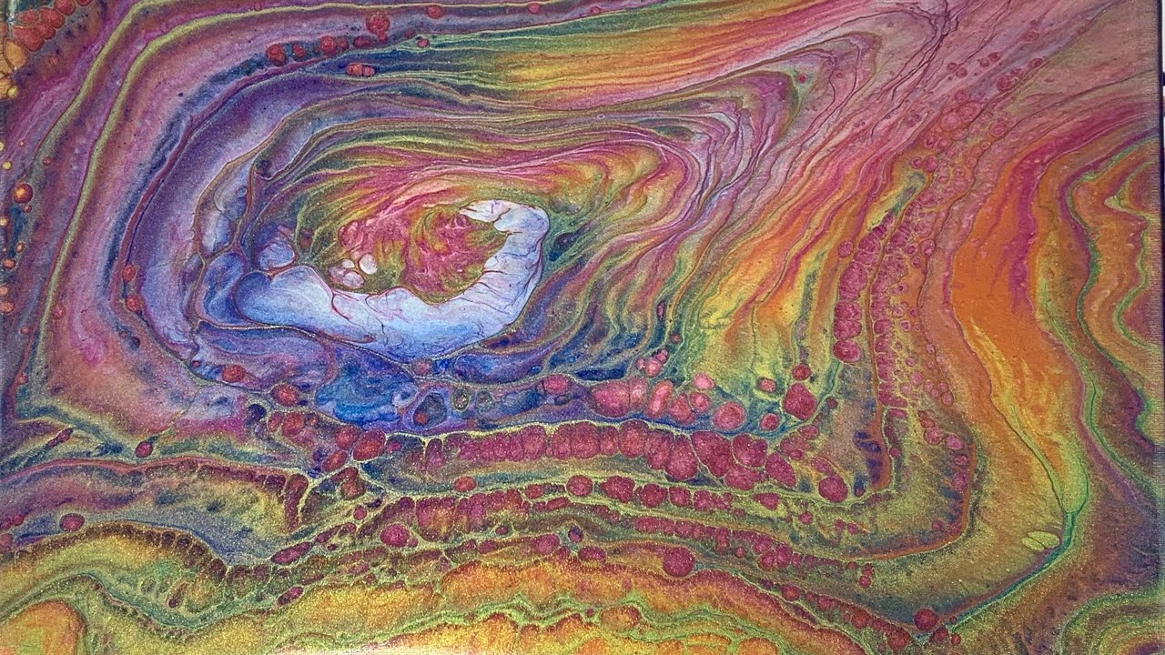(341) Stunning Metallic Rainbow Straight Pour No Silicone - Acrylic Pour Painting - Fluid Art