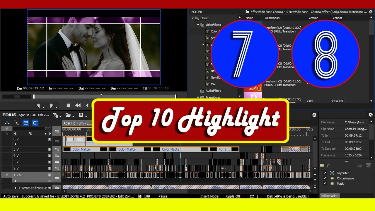 7-8  HIGHLIGHT edius highlight project free download 2025 || Tainu Khabar Nahi | Tere Sang Ishq Hua