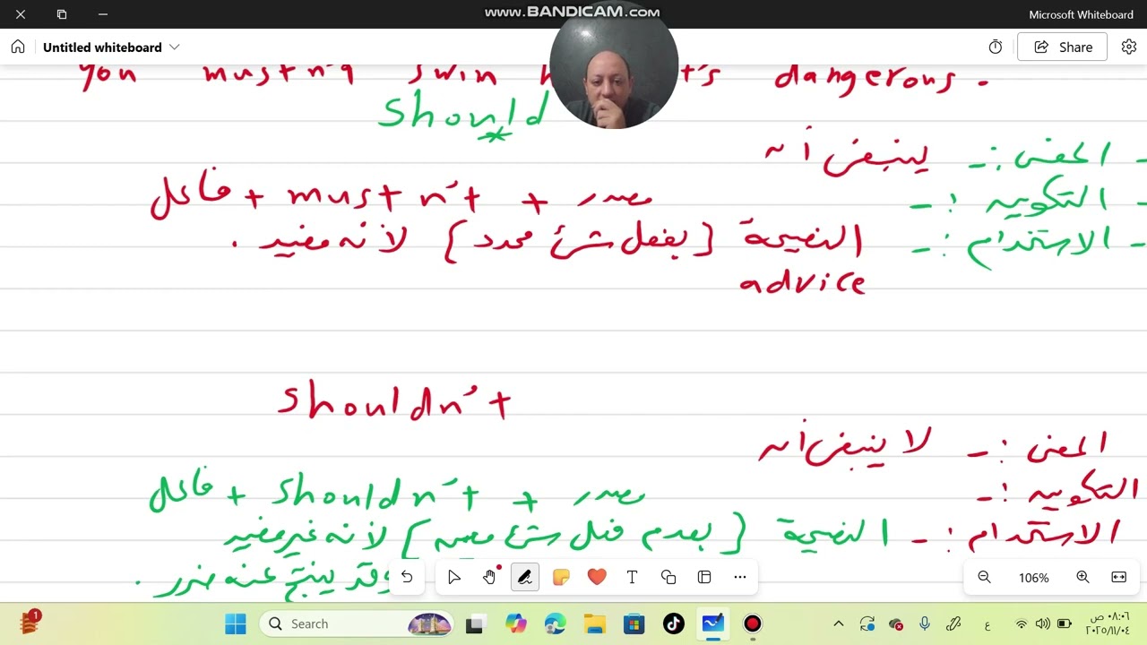 الصف السادس الابتدائي شرح must, mustn't, should, shouldn't 