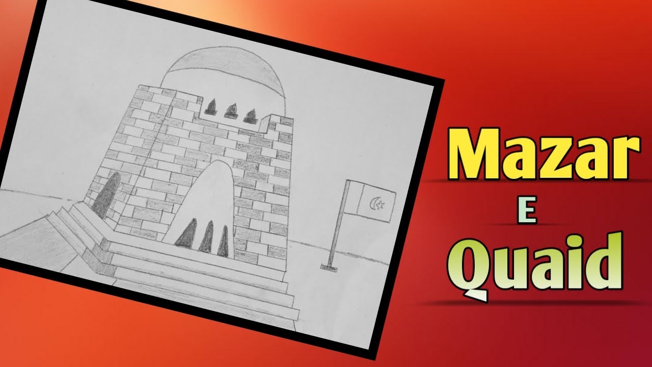 How to draw Mazar e Quaid | 25 december easy drawing | Step by step.