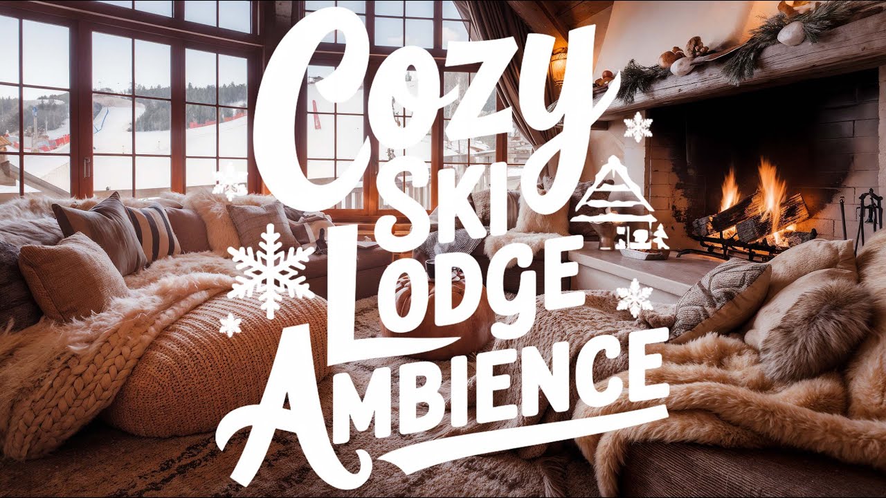 Cozy Ski Lodge Ambience ⛷️❄️🎿 Crackling Fireplace & Mountain View | Study & Sleep