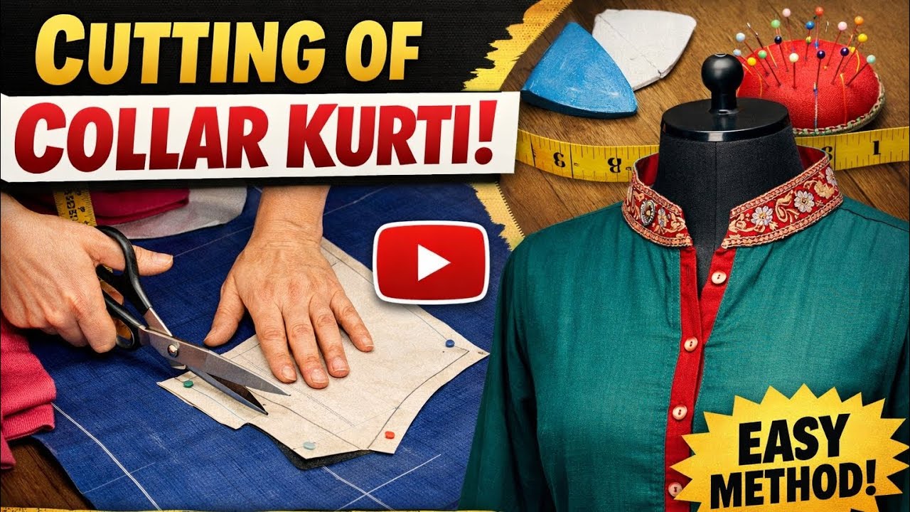 Step by step cutting of collar kurti at  || HARSHIT FASHION 