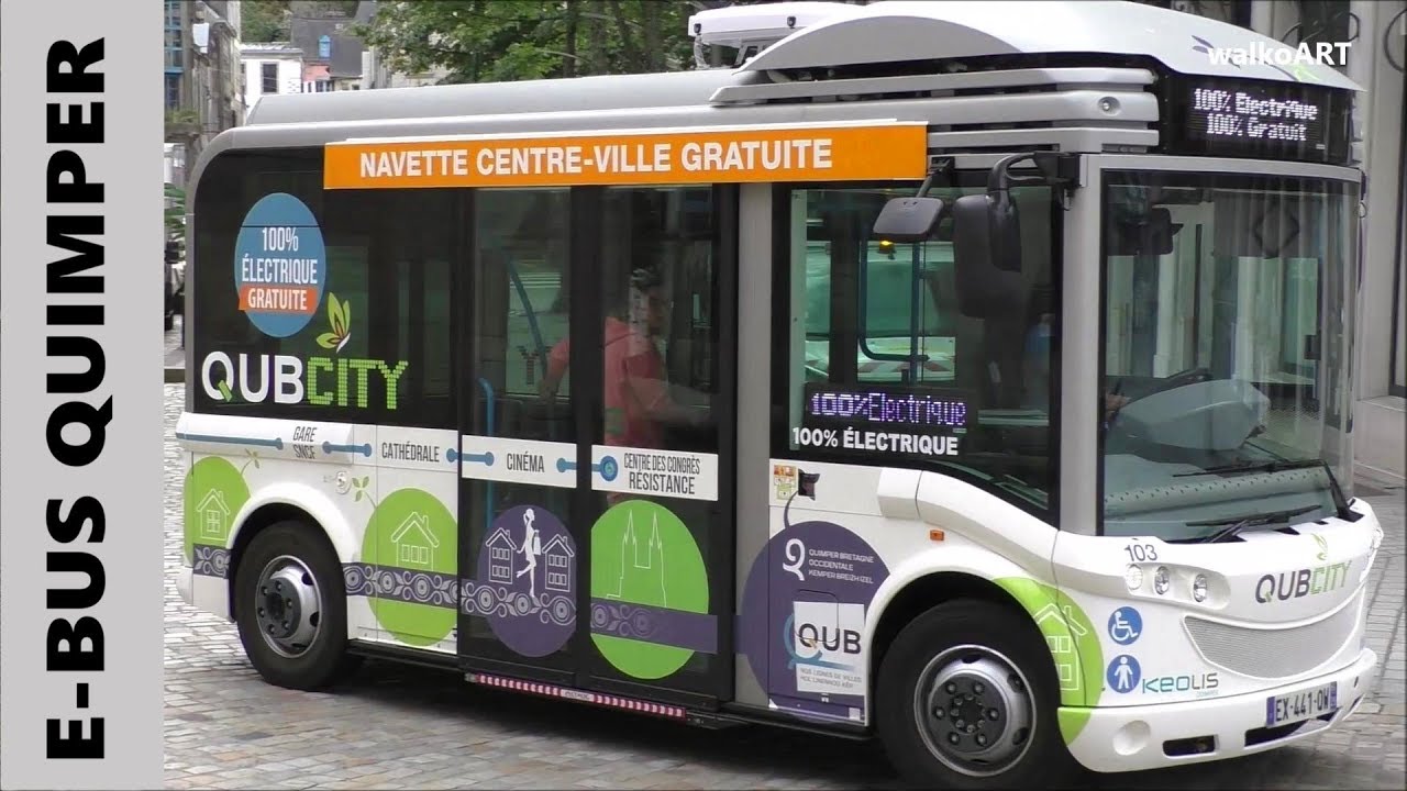 QUBCITY - Fahrt im  Elektrobus Quimper - Ride in an electric bus - Bretagne - Brittany
