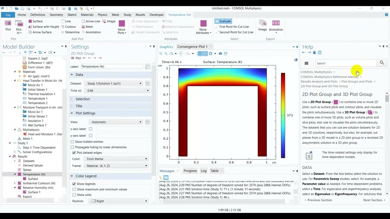 Water to Vapor Evaporation 2D COMSOL Multiphysics
