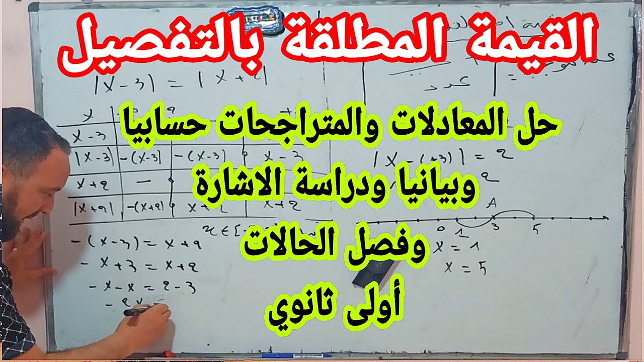 أقوى مراجعة للقيمة المطلقة ودراسة الإشارة وحل المعادلات والمتراجحات حسابيا وبيانيا مهم جدا 1 ثانوي