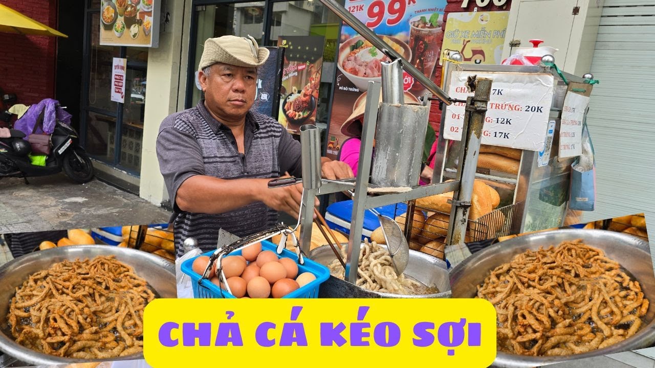 Chiếc máy làm chả cá kéo sợi ở Sài Gòn giật liên tục, khách mua bánh mì 17k thơm ngon